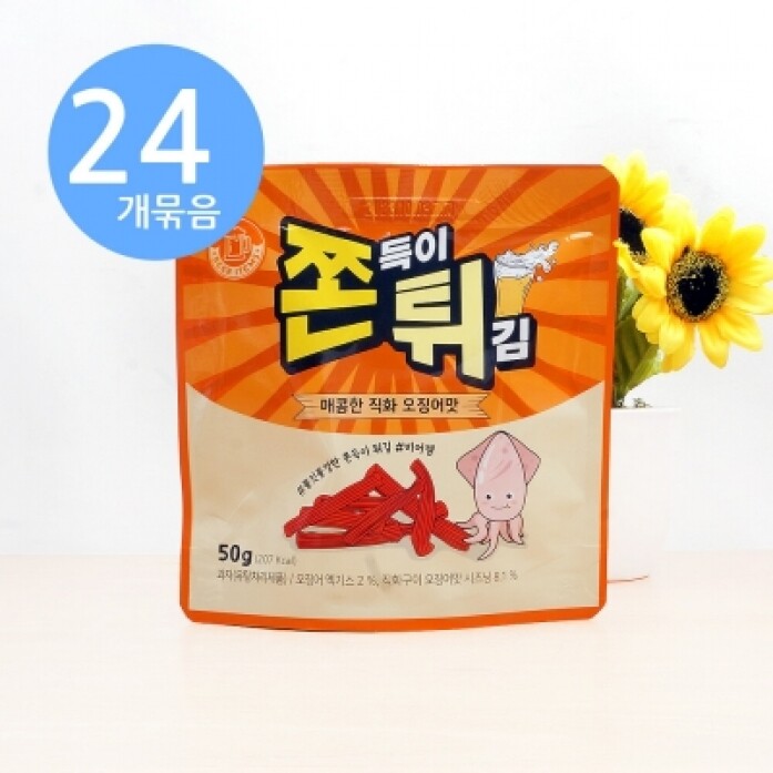 쫀튀 매콤한 직화 오징어맛 50g x24개